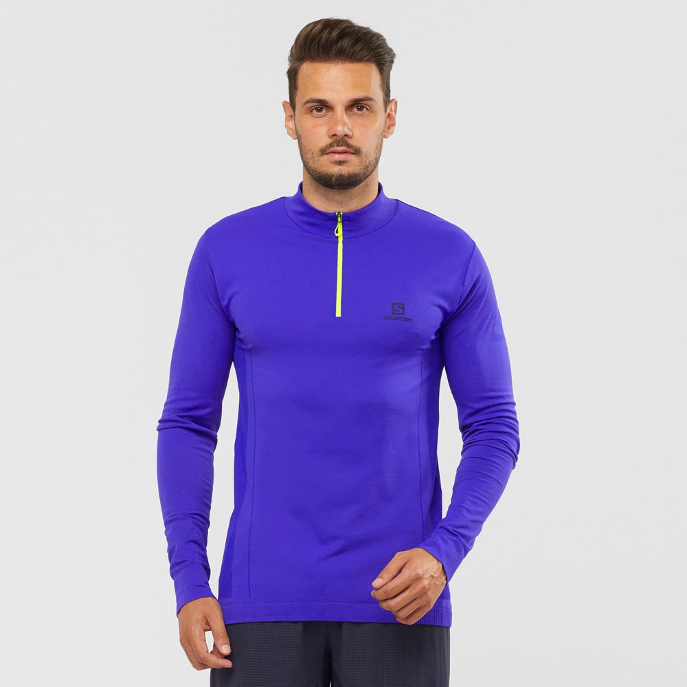 SALOMON ESSENTIAL SEAMLESS Philippines - Men's Midlayers - Blue | 017526-GVM